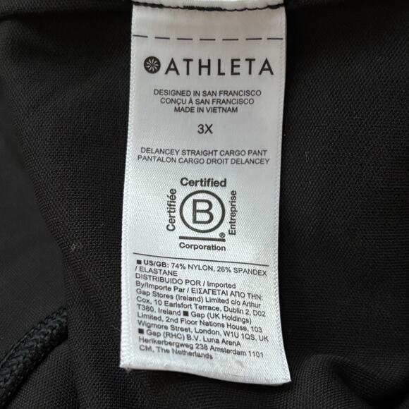 ATHLETA Delancey Straight Cargo Pant Women's Plus 3X Black Pull On - Picture 8 of 9